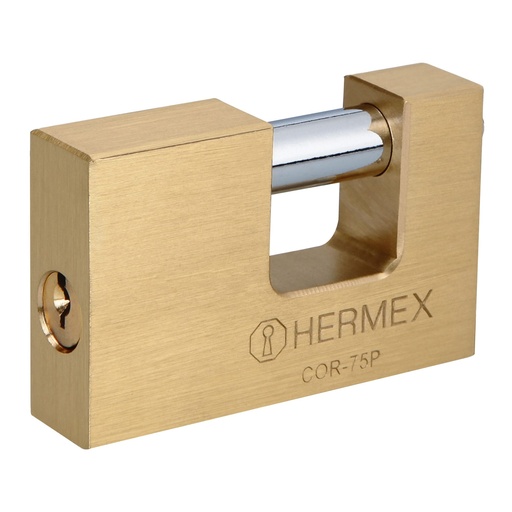 [HC67771] HERMEX CANDADO COR-75P 75MM ANTIPALANCA LLAVE TRADICIONAL