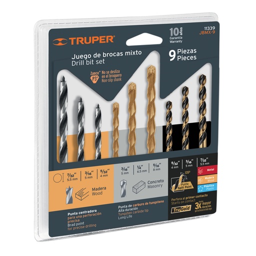 [HC69017] TRUPER JGO BROCAS AV-CONCRETO-MAD 9PZ