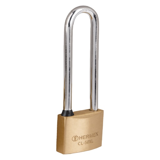 [HC80163] HERMEX CANDADO CL-50XL 50MM LATON PULIDO GANCHO EXTRA LARGO