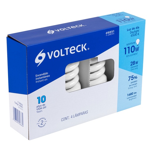 [HC92373] VOLTECH FOCO AHORRADOR F-28EX4VOLTECH 28W LUZ DIA 4PZ