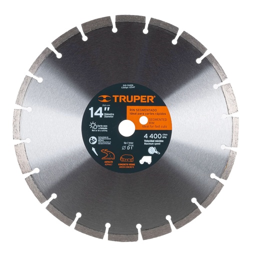 [HC82595] TRUPER DISCO DDT-833D 2.8MM 14" RIN SEGMENTADO P/ASFALTO