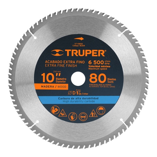 [HC81834] TRUPER SIERRA ST-1080E 10" 80D CENTRO 1" P/MADERA