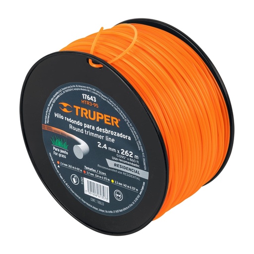 [HC81846] TRUPER HILO P/DESBROZADORA    2.4MMX262MT NARNJA REDONDO