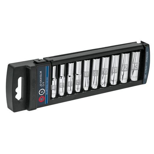 [HC81754] TRUPER DADO JD-1/4X10LM MM CUADRO 1/4" ESTUCHE 10PZA LARGO