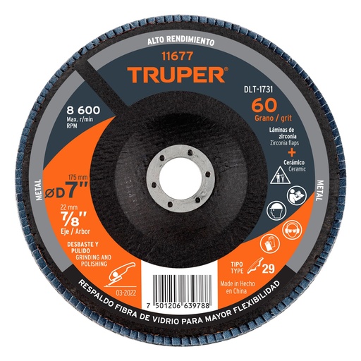 [HC82005] TRUPER DISCO DLT-1731 7/8 X7GRANO 60 LAMINADO