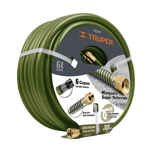 [HC82076] TRUPER MANGUERA 6 CAPAS MAN-30X5/8XX30M CONEXION LATON 5/8"