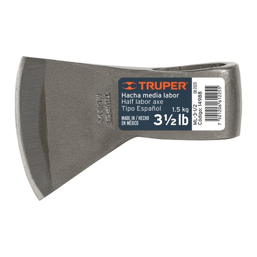 [HC81328] TRUPER HACHA TIPO ESPANOL ML-3-1/2 31/2LB  S/MGO MEDIA LABOR