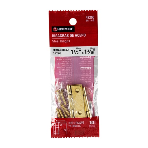 [HC81299] HERMEX BISAGRA BR-151B 1 1/2" RECTANGULAR LATONADO