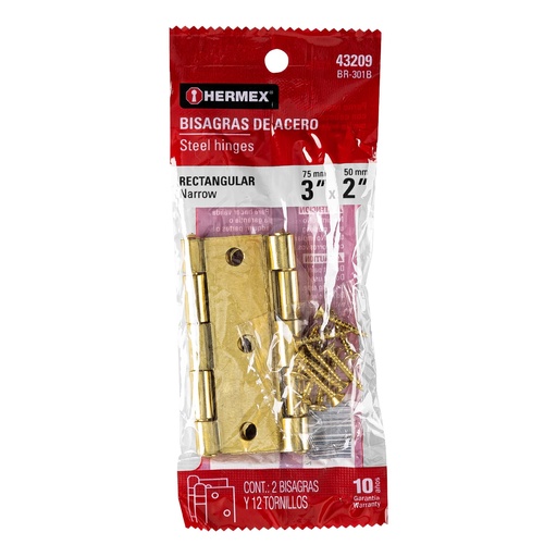 [HC81300] HERMEX BISAGRA BR-301B 3" RECTANGULAR LATONADO
