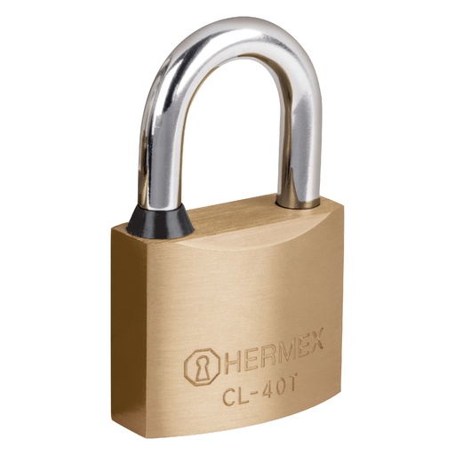 [HC81302] HERMEX CANDADO CL-40T 40MM LATON PULIDO LLAVE TETRA