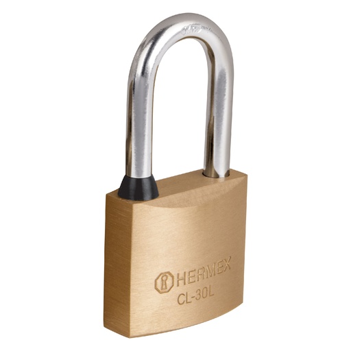 [HC81270] HERMEX CANDADO CL-30L 30MM LATON PULIDO GANCHO LARGO