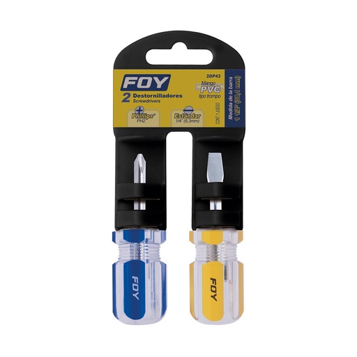 [FOY2DP42] FOY JUEGO DESARMADORES 2PZ PVC 1/4"X1-1/2" 2DP42