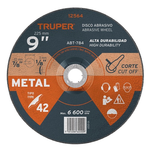 [TRU12564] TRUPER DISCO ABT-784 3.2MM P/CORTE DE METAL USO GRAL