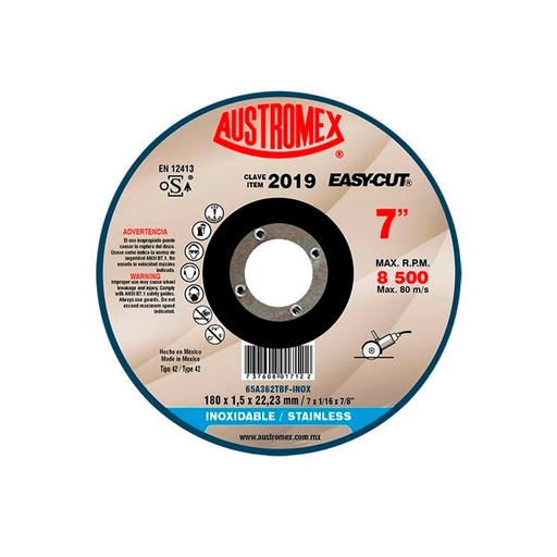 [HC24672] AUSTROMEX DISCO DE CORTE A INOX 7X1/16X7/8 2019