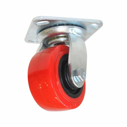 [HC87656] RODAJA GIRATORIA NEGRO Y PU   ROJO 6"