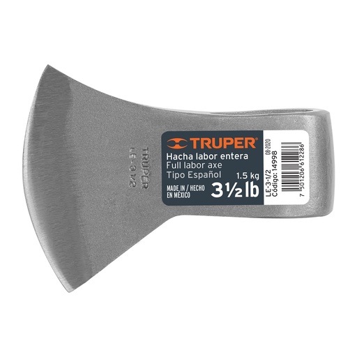 [HC60605] TRUPER HACHA TIPO ESPANOL LE-3-1/23 1/2LB  S/MGO LABOR ENT