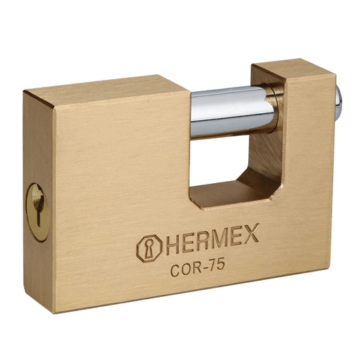 [HC63583] HERMEX CANDADO COR-75 75MM ANTIPALANCA LLAVE TRADICIONAL