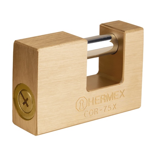 [HC63584] HERMEX CANDADO COR-75X 75MM ANTIPALANCA LLAVE TETRA
