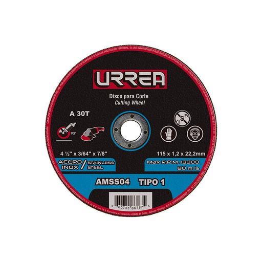 [HC60975] URREA D ABRA A INOX 4 1/2X 3/64 PLANO AMSS04