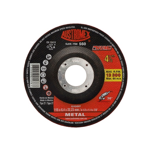 [HC90784] AUSTROMEX DISCO DESBASTE METAL T27 560 4 1/2X1/4X7/8