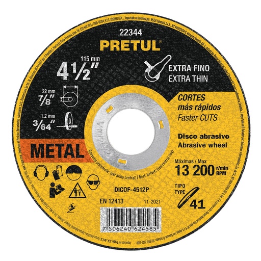 [HC90867] PRETUL DISCO DICOF-4512P 1.2MM 4 1/2P/CORTE EXTRAFINO USO G