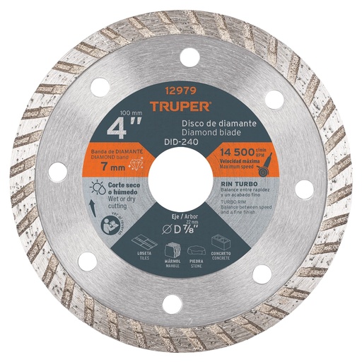 [HC60206] TRUPER DISCO DDT-861T 4" RIN TURBO USO GRAL