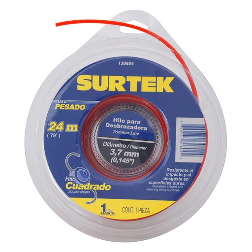 [HC88815] SURTEK HILO P/DESBROZADORA    3.7MMX24MT CUADRADO