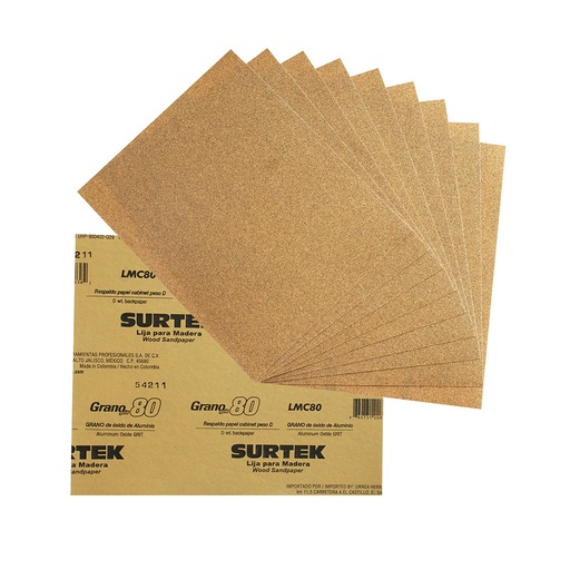 [HC63959] SURTEK LIJA P/MADERA PAPEL CABINET GRANO 80 LMC80