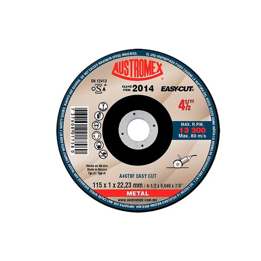 [HC62946] AUSTROMEX DISCO CORTE 2014 4-1/2X0.040X7/8  PLANO METAL