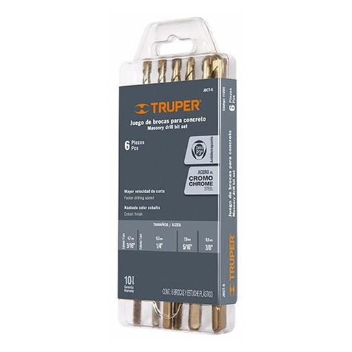 [HC63716] TRUPER JGO BROCAS P/CONCRETO  6PZ 3/16"-3/8"