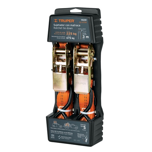 [HC61507] TRUPER SUJETADOR SU-675R 1"X3M C/MATRACA Y ESLINGA