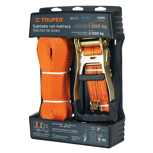 [HC61505] TRUPER SUJETADOR SU-3000C 2"X9MC/MATRACA Y ESLINGA