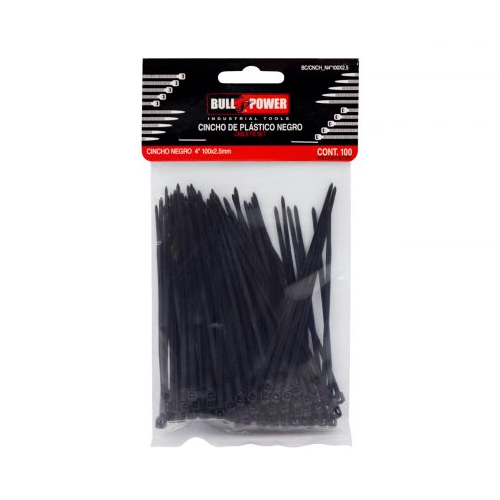 [HC91250] BULL POWER CINCHO-COLLARIN    100PZ NEGRO 2.5X100MM