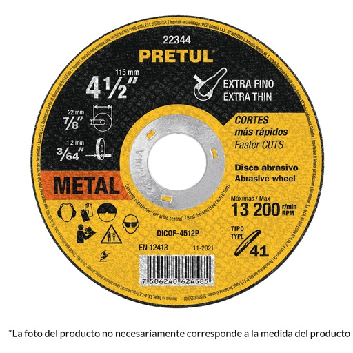 [HC95982] PRETUL DISCO DICOF-4510P 1.2MM 4 1/2P/CORTE EXTRAFINO USO G