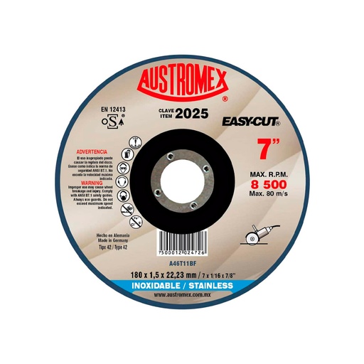 [HC96818] AUSTROMEX DISCO 2025  7" CORTEINOX. T/42 7X1/16X7/8