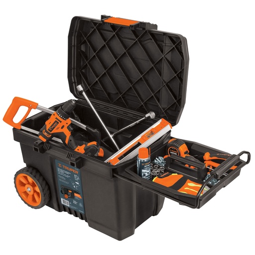 [HC102756] TRUPER CAJA P/HTA CHP-23R 23" 15GAL C/RUEDAS Y MANGO TELES