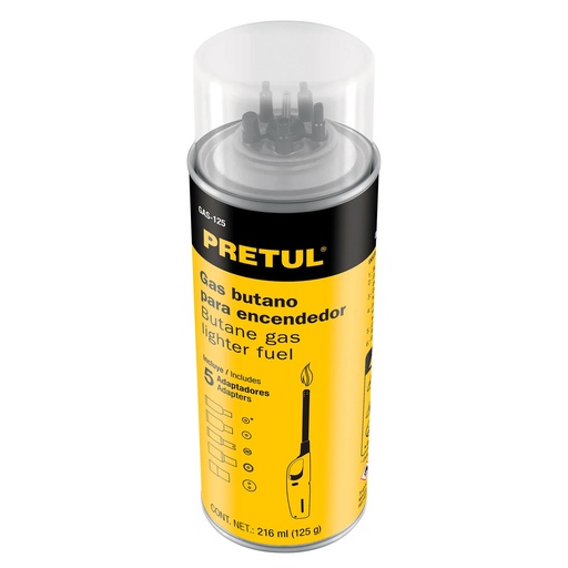 [HC98103] PRETUL CILINDRO D/GAS BUTANO  125ML P/ENCENDEDOR GAS-125