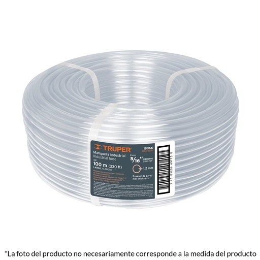 [HC102829] TRUPER MANGUERA MAN-1/4I 1/4" INDUSTRIAL TRANSP R/100MT