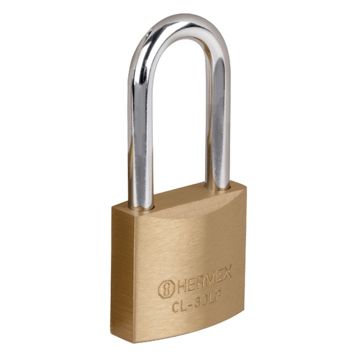 [HC13454] HERMEX CANDADO CL-30LP 30MM LATON PULIDO GANCHO LGO