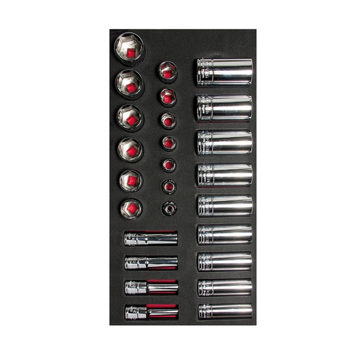 [HC96280] URREA JGO DE DADOS CH106 3/8 26PZ CORTOS Y LARGOS EN PLG