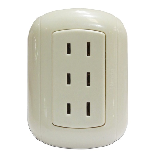 [HC94616] BTICINO TOMA CORRIENTE P68 2P OVAL TRIPLEX SOBREPONER