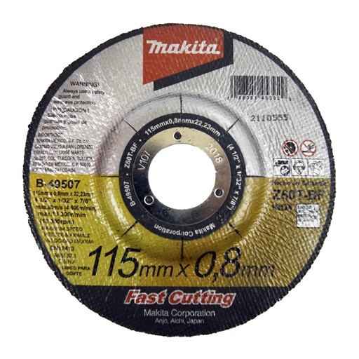 [HC103353] MAKITA DISCO ABRAS B49507 4-1/2"X.8MMCORTE METAL/INOX