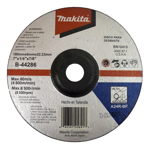 [HC106226] MAKITA DISCO ABRASIVO B44286 7"DESBASTE