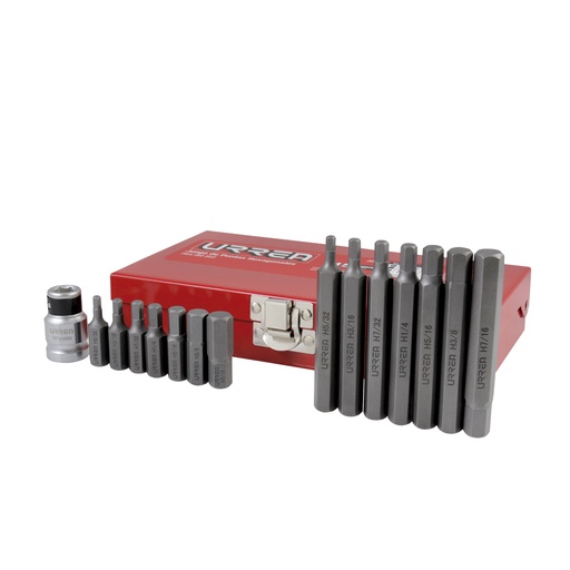 [HC102412] URREA JGO PUNTAS J2415 15PZ HEXAGONALES C/ADAPTADOR 1/2"