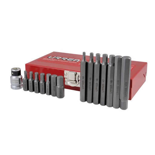[HC102413] URREA JGO PUNTAS HEXAGONAL    15PZ 3/8" C/ADAPTADOR MM J2415