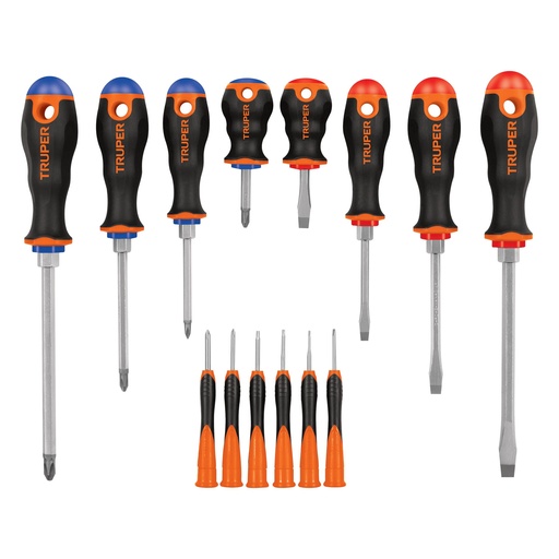 [HC20932] TRUPER JUEGO DESARMADORES COMFORTY DE JOYERO 14 PZAS