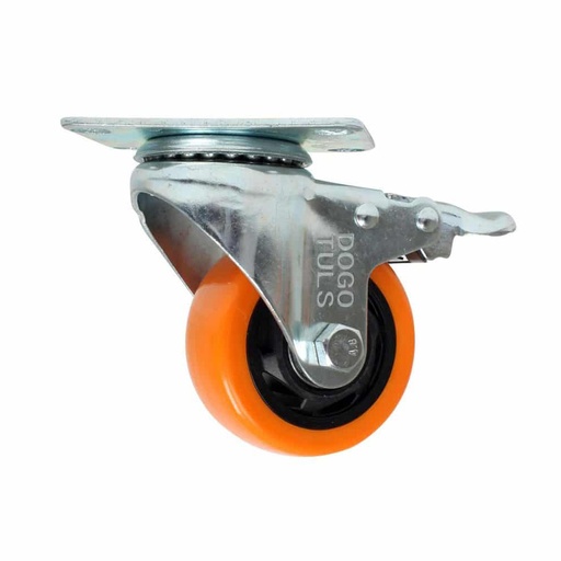 [HC96018] RODAJA GIRATORIA PVC NJA. 2"  DOBLE BALERO C/FRENO