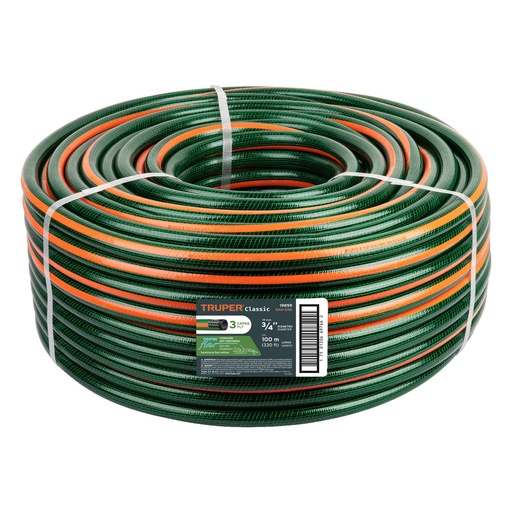 [HC21117] TRUPER MANGUERA MAN-3/4R 3/4 REFORZADA 3 CAPAS RL 100M