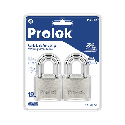 [HC96002] PROLOK JUEGO CANDADO P22L382 38MMPROLOK ACERO GANCHO LARGO