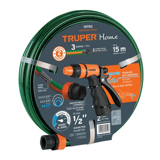 [HC108683] TRUPER MANGUERA REF MAN15RE-PR4011/2"X15M C/PISTOLA